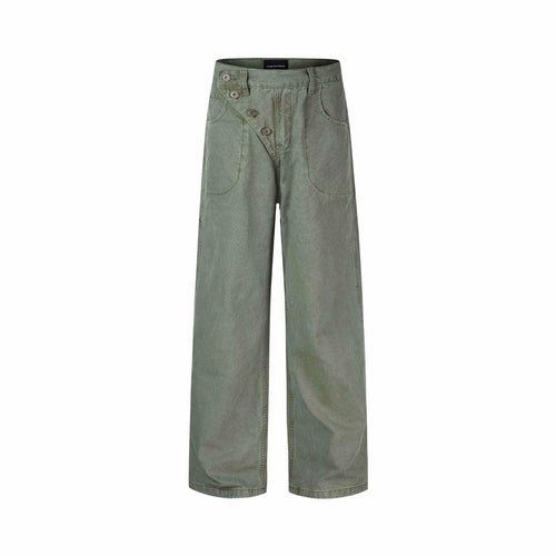 Damen High-Waist Culotte-Hose mit asymmetrischer Knopfleiste Drune