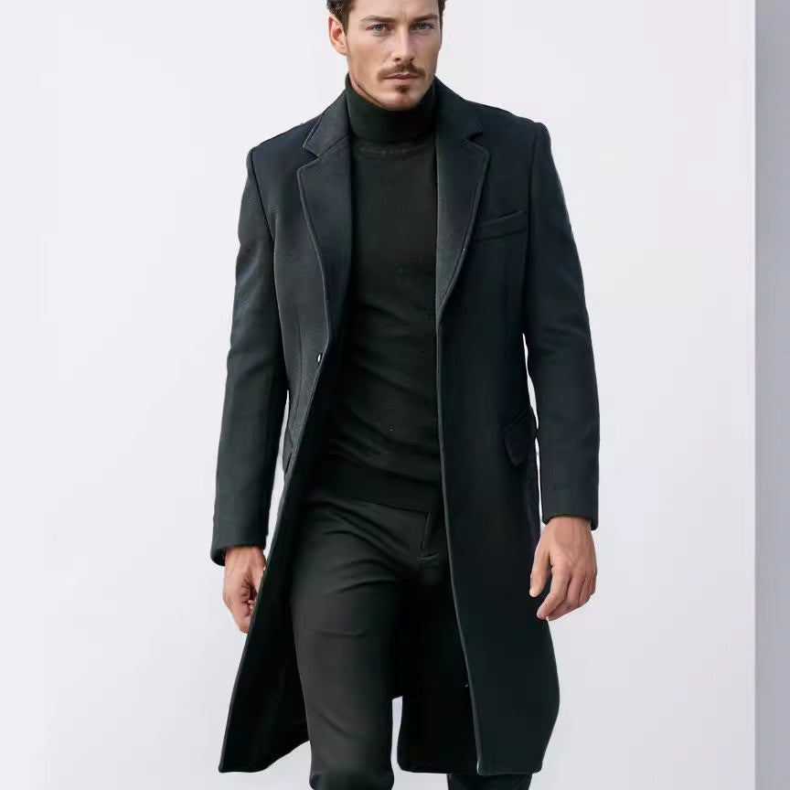 Herren eleganter und moderner Langmantel mit strukturiertem Obermaterial Drune