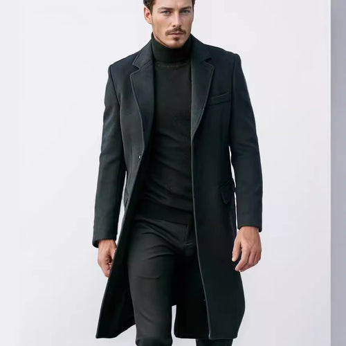 Herren eleganter und moderner Langmantel mit strukturiertem Obermaterial Drune