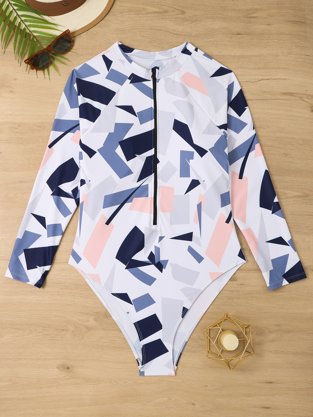 Damen Sportlicher Langarm Badeanzug Drune