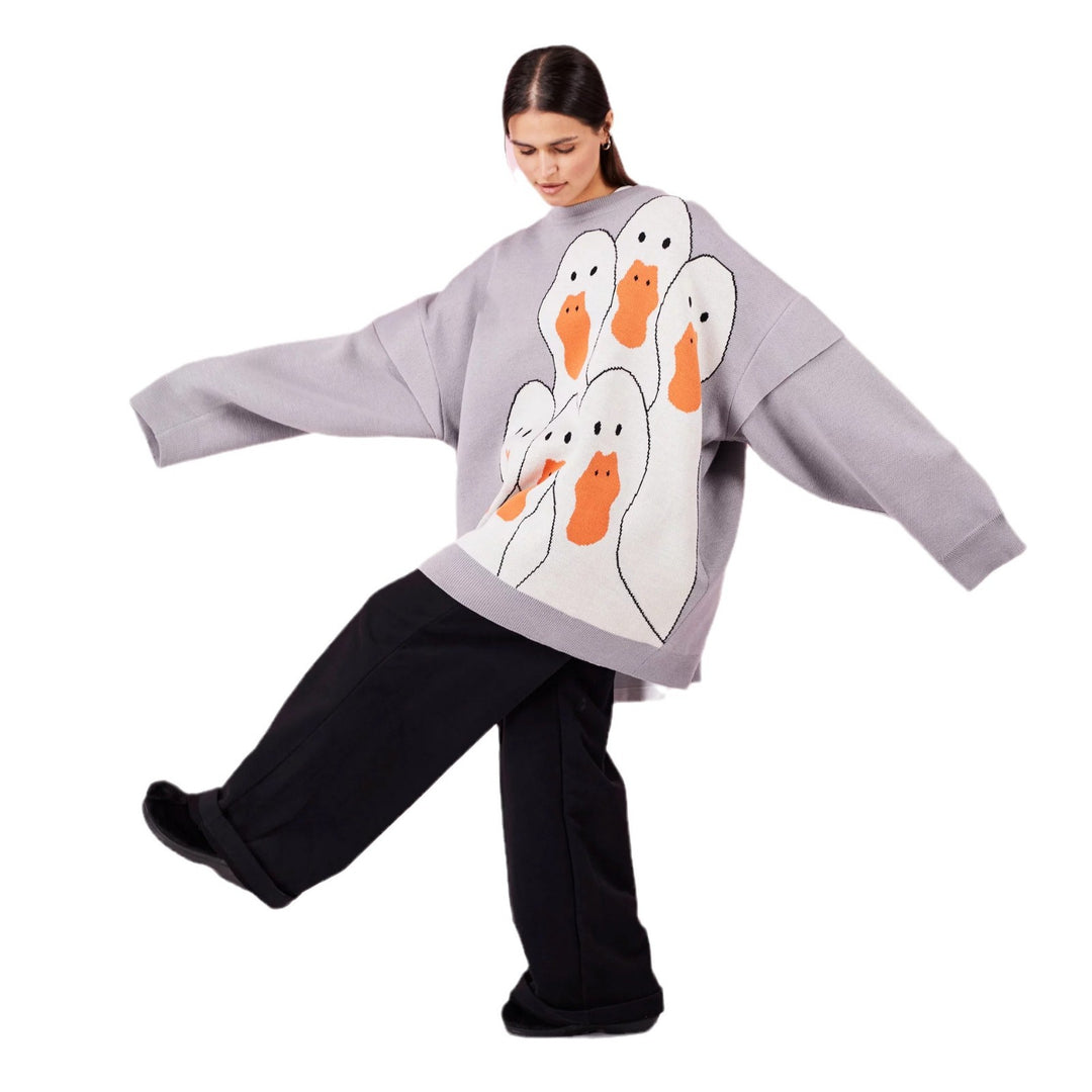 Damen Sweatshirt mit kreativem Entenmotiv und lässigem Schnitt Drune