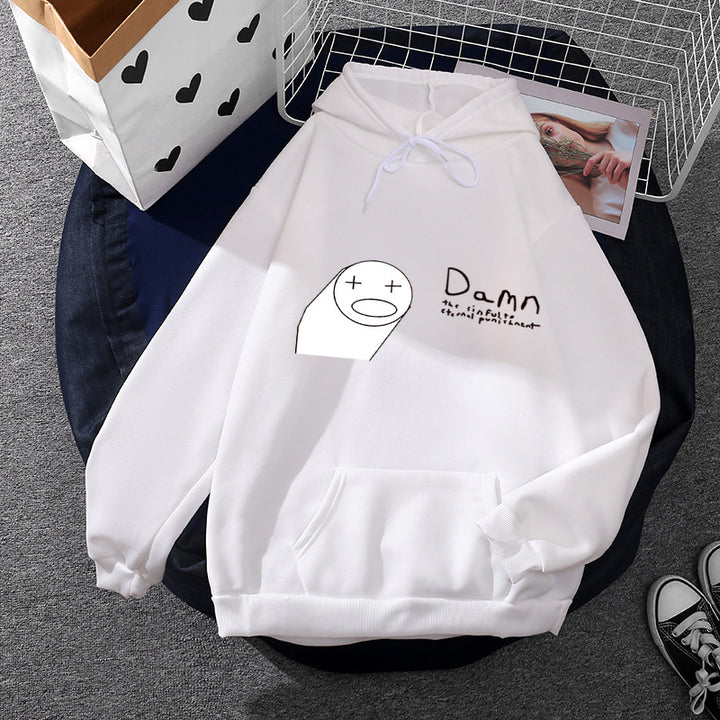 Damen nan Kapuzenpullover mit minimalistischer Grafik, lockerer Oversize-Passform und Kängurutasche Drune