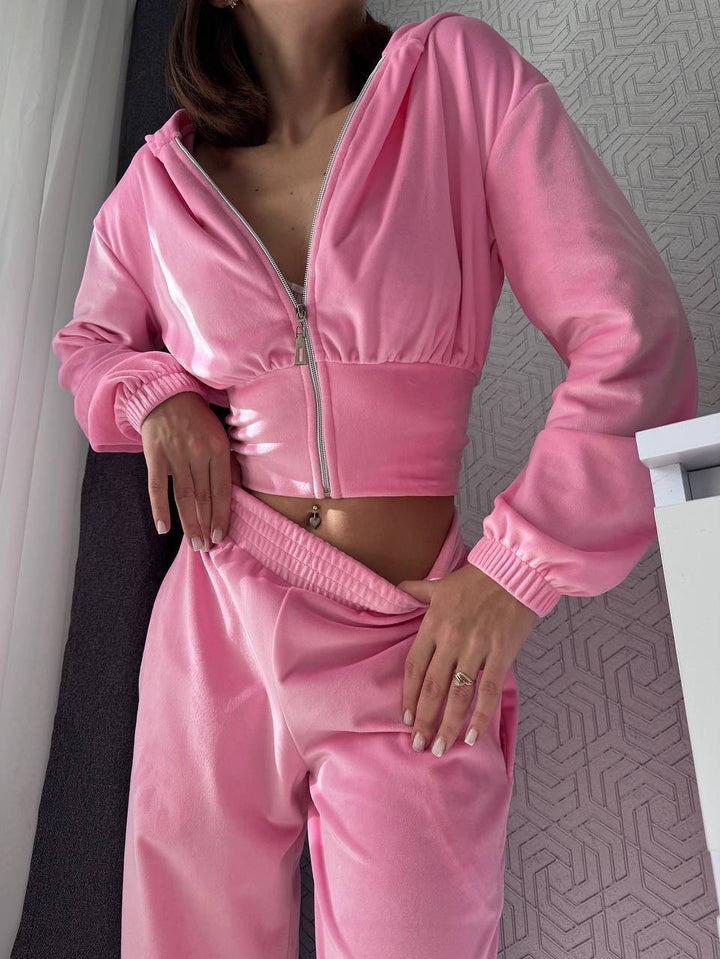 Damen Taillierte Cropped-Kapuzenjacke mit figurformendem Schlauchbund Drune