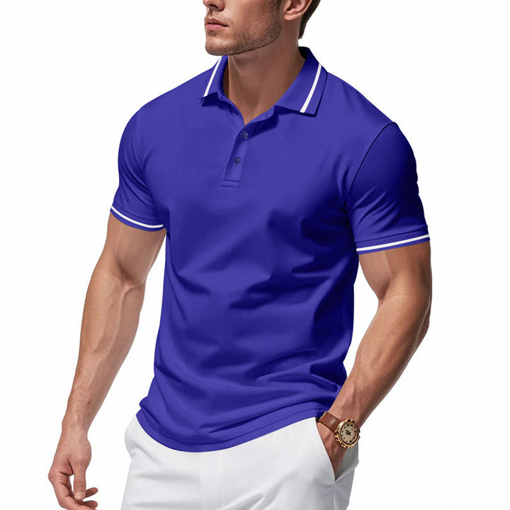 Herren nan atmungsaktives Interlock-Poloshirt mit Kontrast-Tipping, kurzer Knopfleiste und schmaler Silhouette Drune