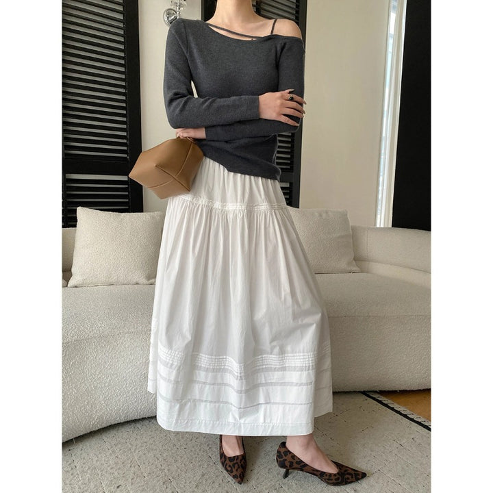Damen eleganter Midirock mit voluminösem Design und bequemem Taillenzug Drune