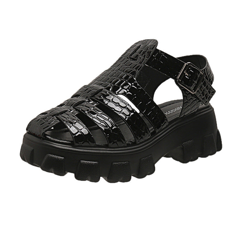 Damen Plateau-Sandalen mit trendigem Riemendesign und stabiler Gummisohle Drune