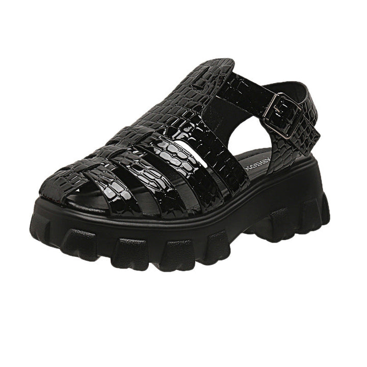 Damen Plateau-Sandalen mit trendigem Riemendesign und stabiler Gummisohle Drune