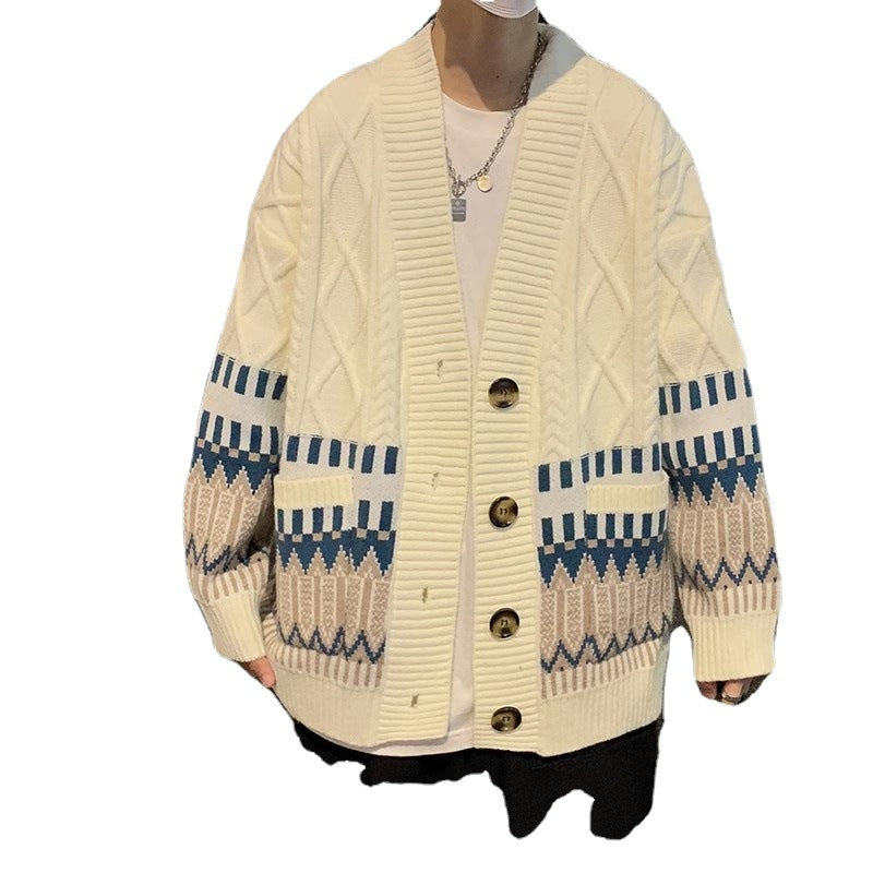 Herren Strickjacke mit modernen Mustern und praktischen Taschen Drune