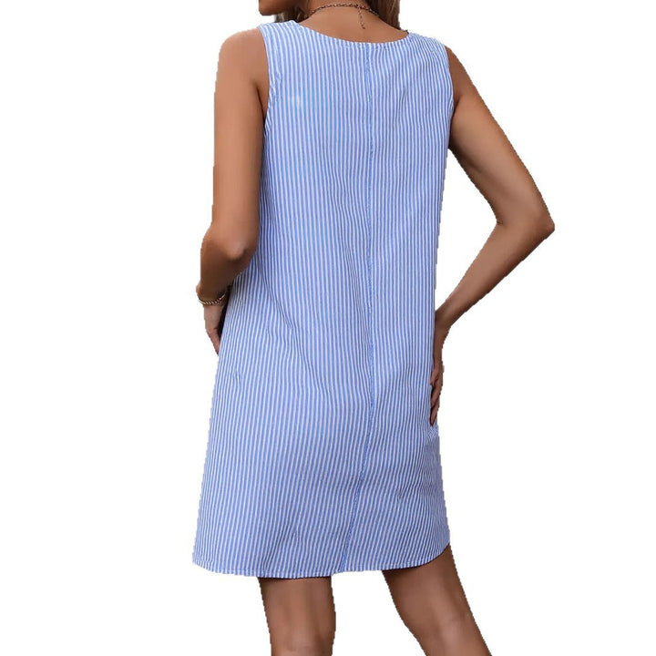 Damen lässiges Trägerkleid mit Taschen und Knopfdetails Drune