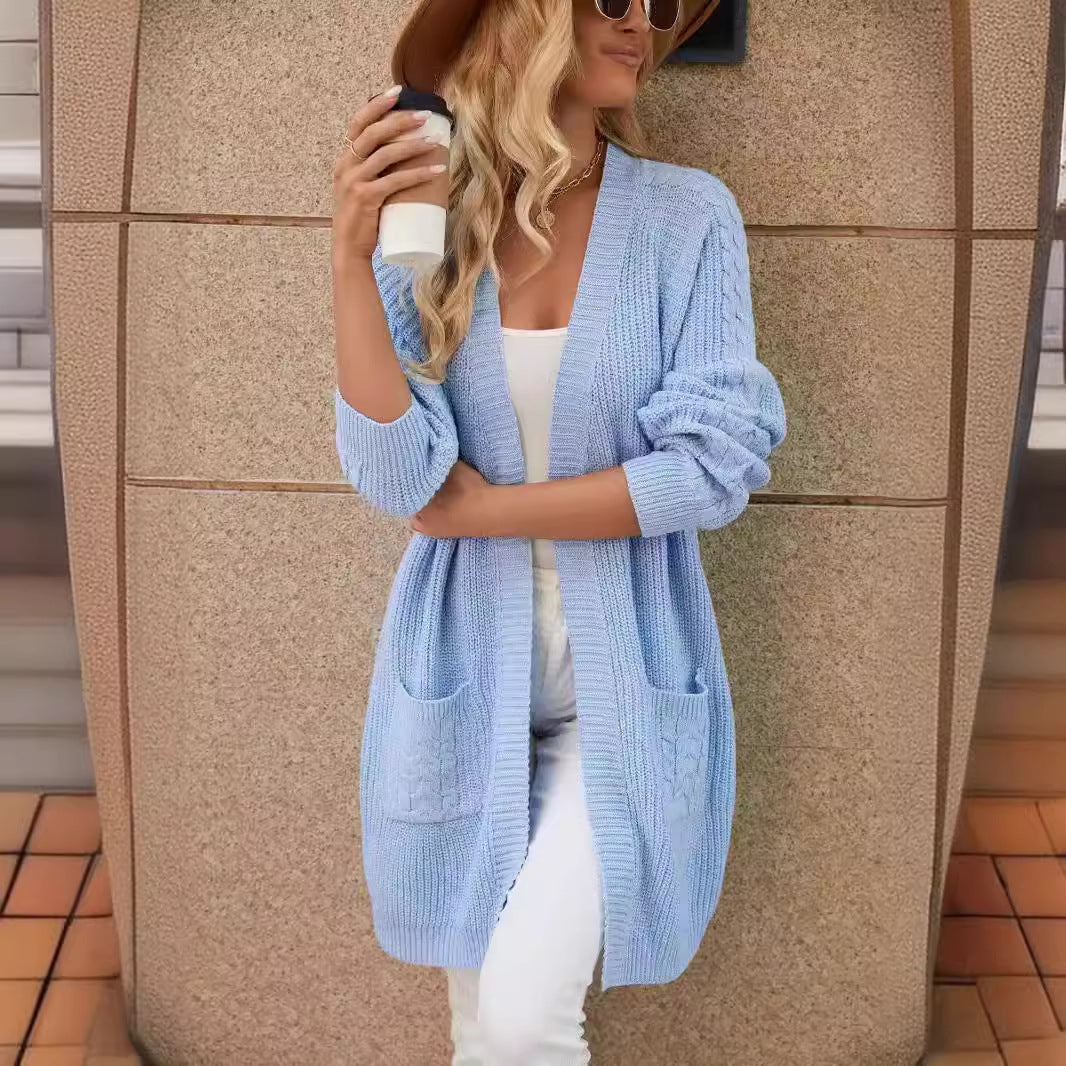 Damen Strickcardigan mit großzügigen Taschen und modernem Zopfmuster Drune