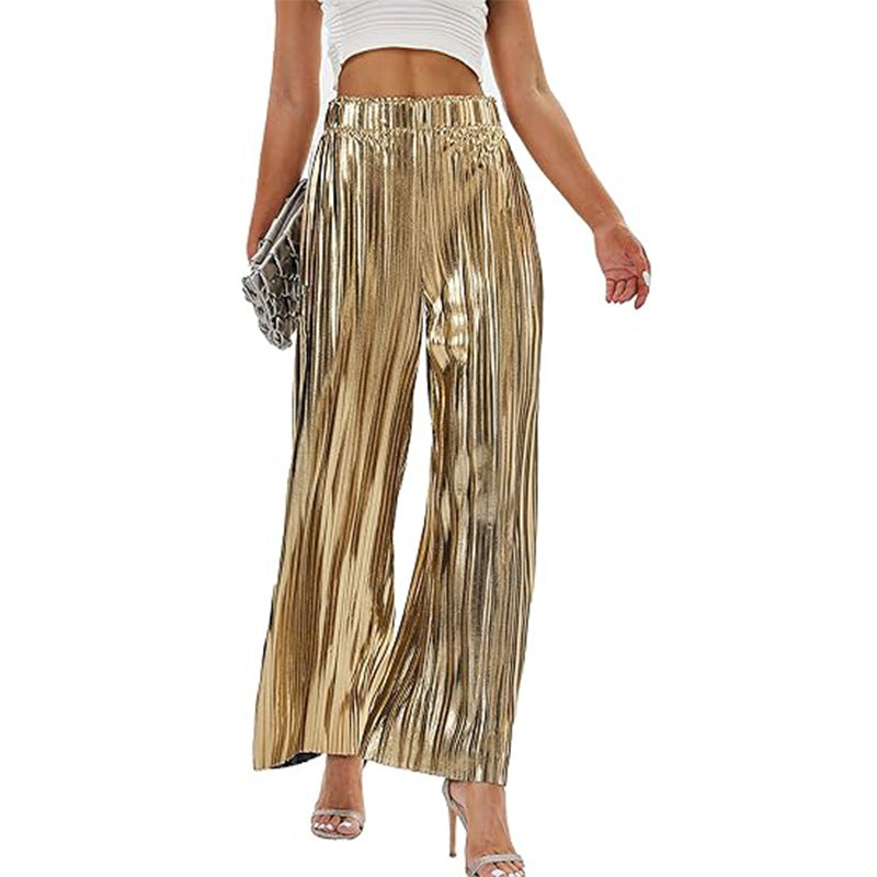 Damen Elegante Plisseehose mit elastischem Bund Drune