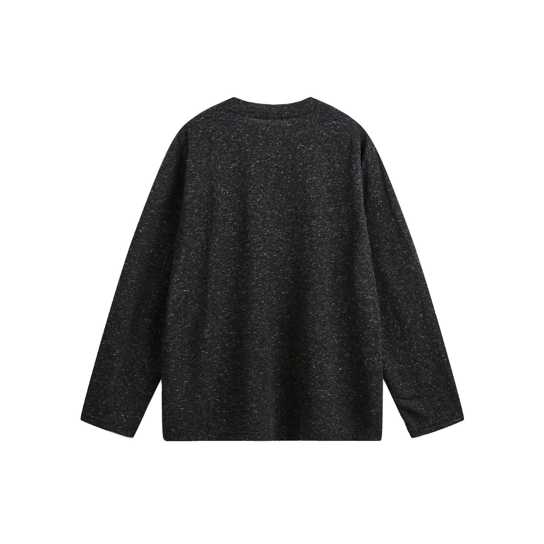 Unisex Meliertes Baumwoll-Henleyshirt im Oversize-Look mit kurzer Knopfleiste Drune