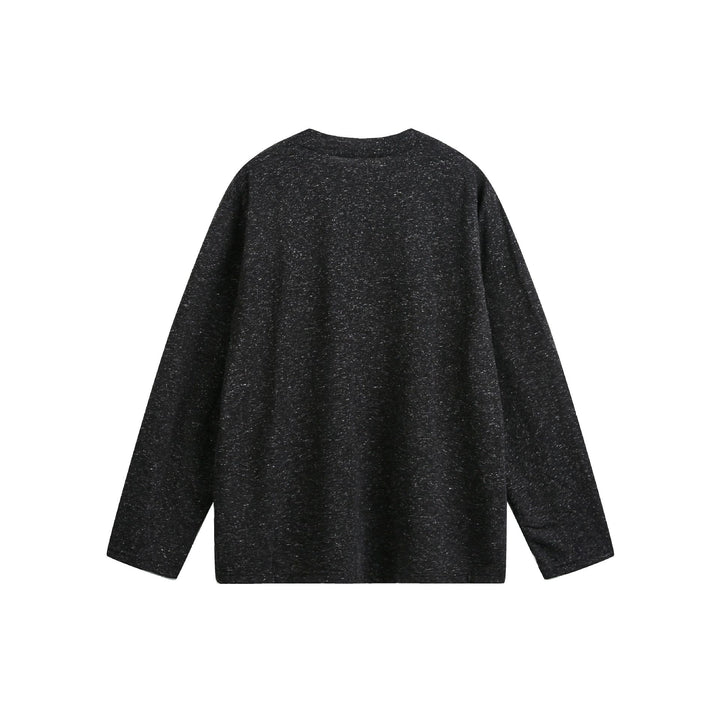 Unisex Meliertes Baumwoll-Henleyshirt im Oversize-Look mit kurzer Knopfleiste Drune