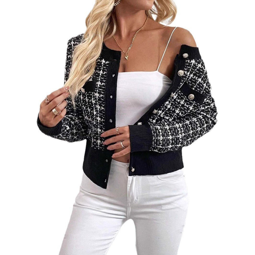 Damen Eleganter Cardigan mit Knöpfen und zwei Taschen Drune