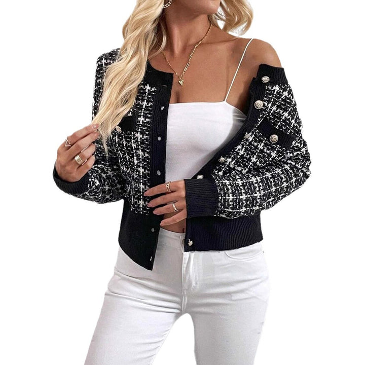 Damen Eleganter Cardigan mit Knöpfen und zwei Taschen Drune