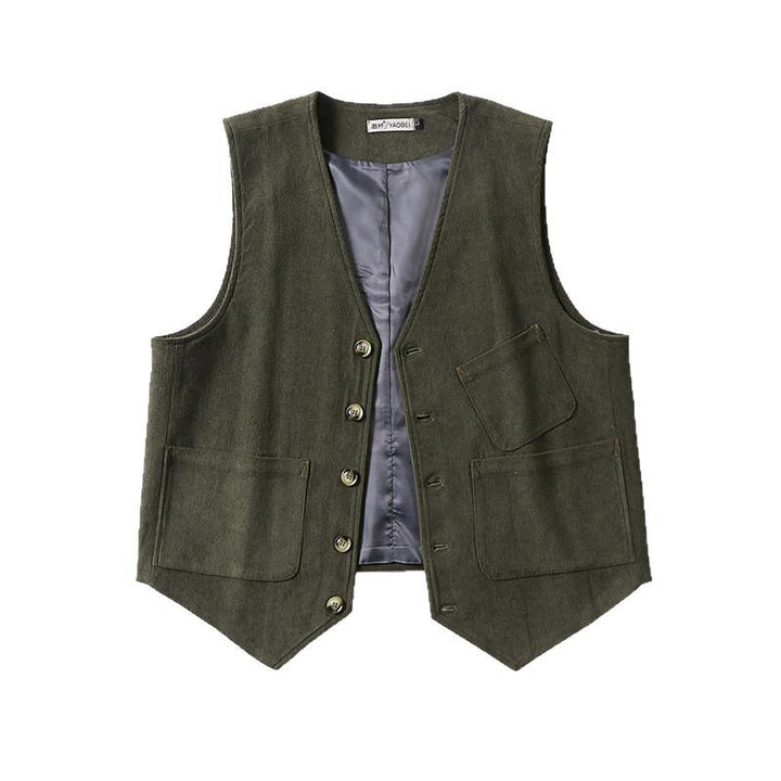 Herren Cordweste ohne Revers mit aufgesetzten Taschen und Futter Drune