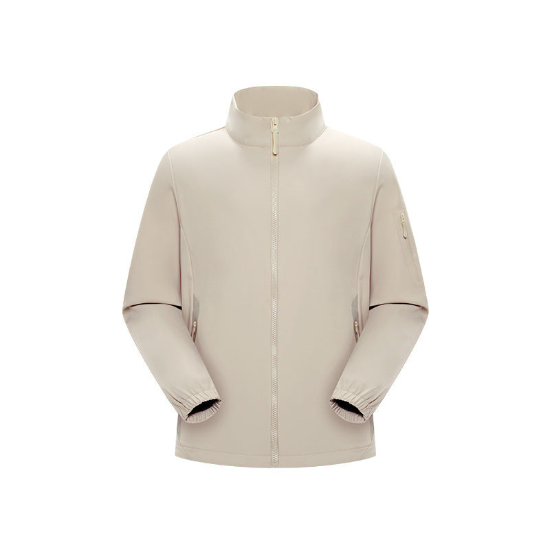 Unisex Leichte Softshell-Jacke mit Stehkragen, durchgehendem Reißverschluss und Ärmeltasche Drune