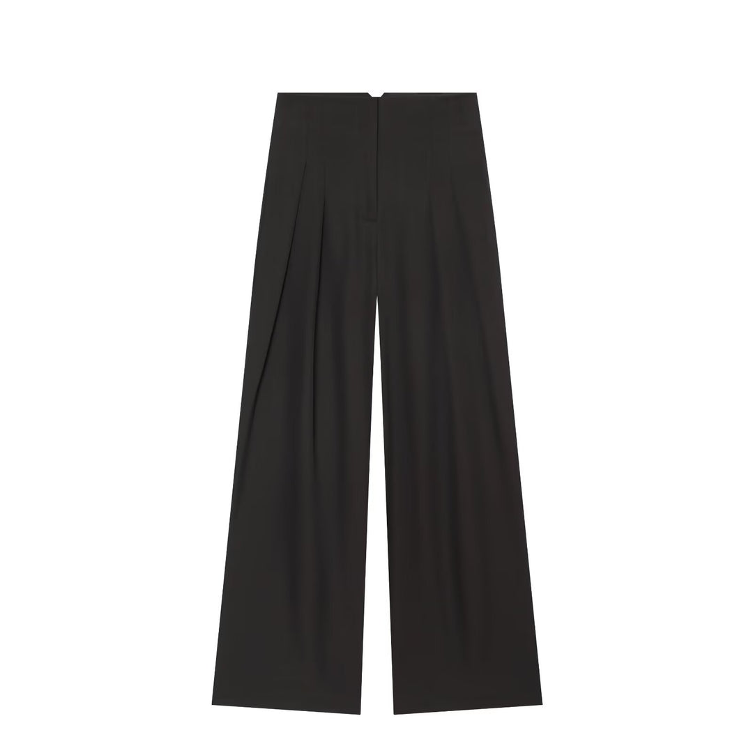 Damen Weite Palazzo‑Hose mit hoher Taille und drapiertem Frontpanel Drune