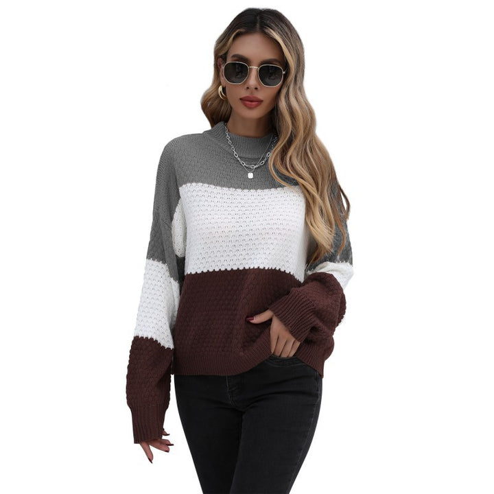 Damen Modischer Strickpullover mit farblich abgesetzten Ärmeln Drune