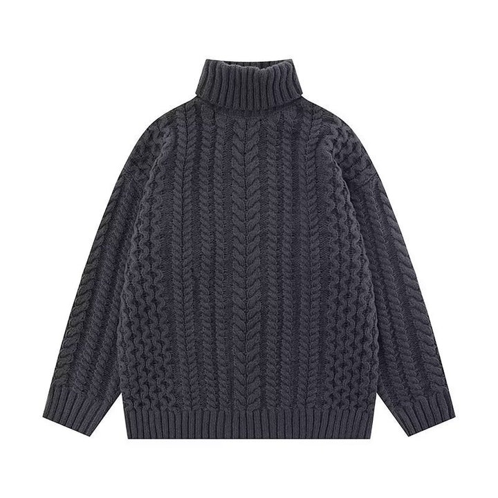 Damen Grobstrickpullover mit hohem Kragen und Zopfmuster Drune