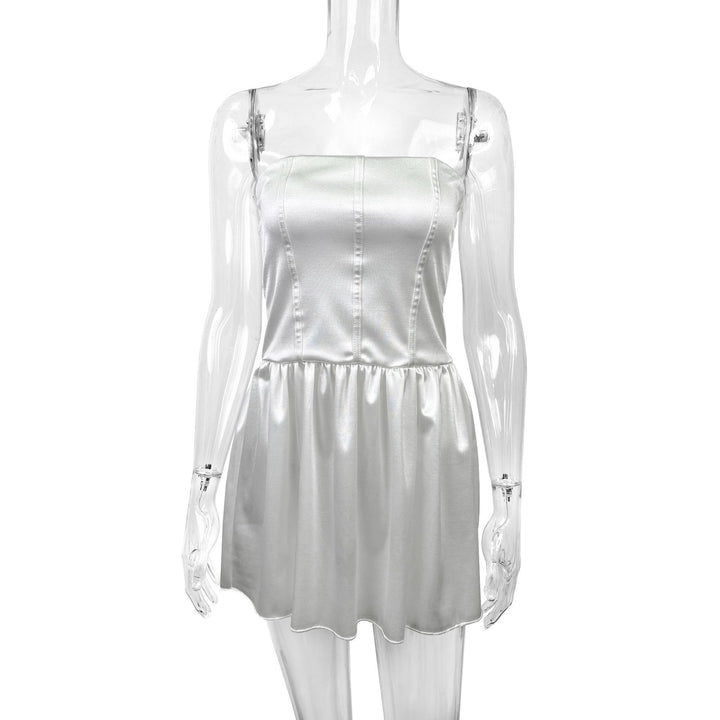 Damen Satin Bustierkleid mit Volant Drune