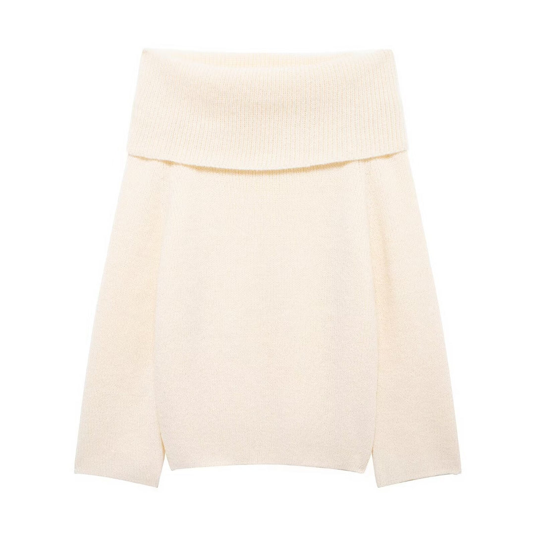 Damen Grobstrick-Oversize-Pullover mit weitem Umschlagkragen Drune