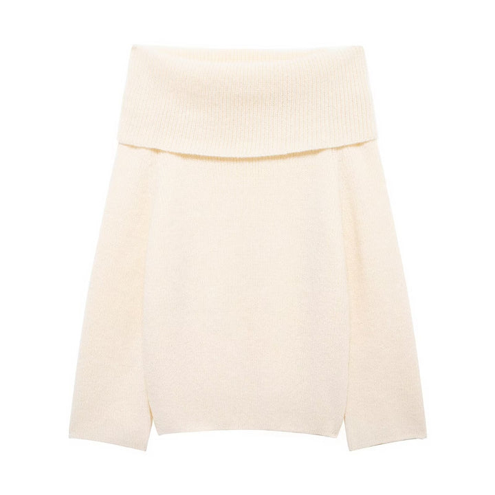 Damen Grobstrick-Oversize-Pullover mit weitem Umschlagkragen Drune