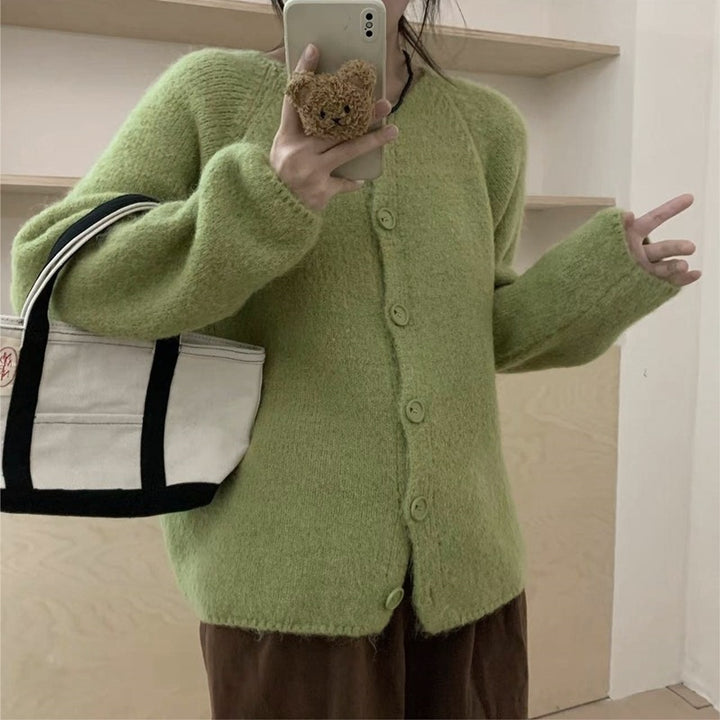 Damen Gemütlicher Cardigan mit Knopfdetails und weitem Schnitt Drune