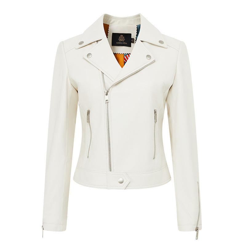 Damen Stylische Lederjacke im Biker-Stil Drune