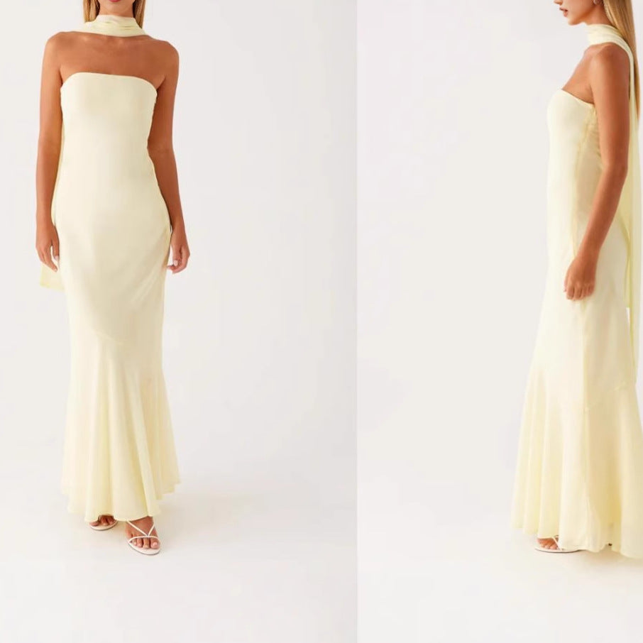 Damen Elegantes Langarm Abendkleid im Blumendesign Drune