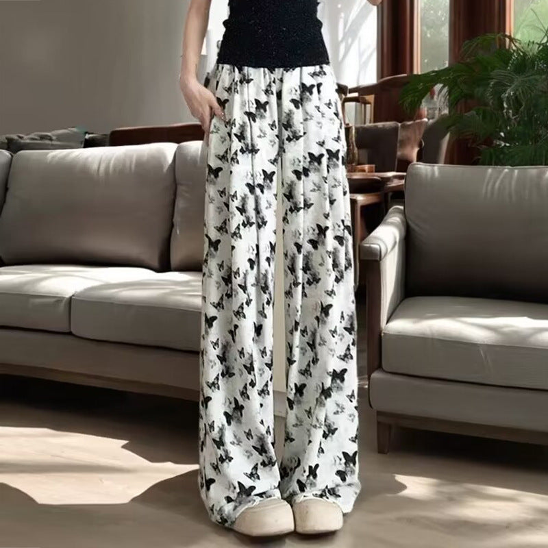 Damen Bequeme Sommerhose mit Schmetterlingsmuster Drune