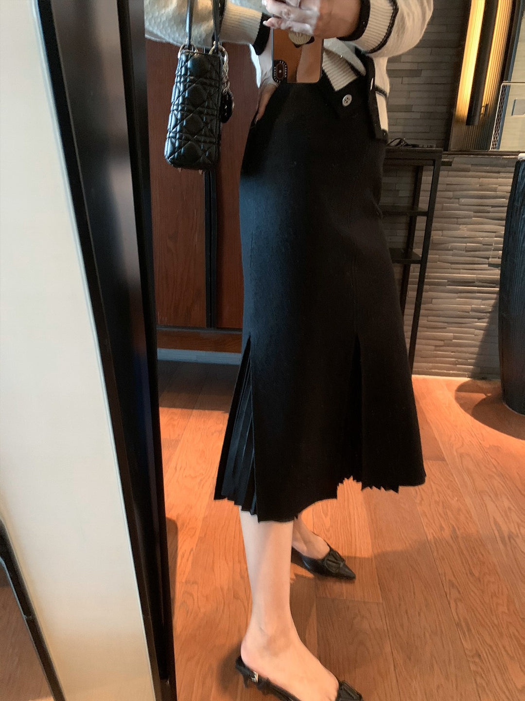 Damen Eleganter Midirock mit Schlitzen Drune