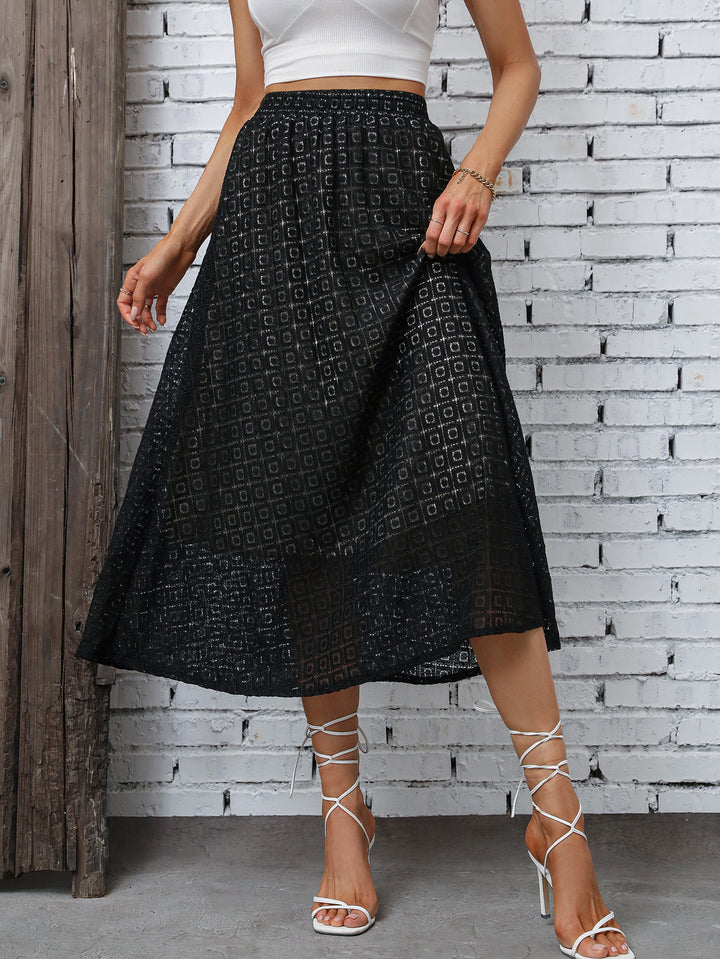 Damen Maxirock mit elegantem geometrischem Design und elastischem Taillenbund Drune