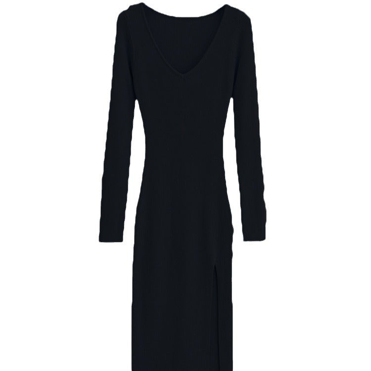 Damen Maxikleid mit elegantem V-Ausschnitt und seitlichem Schlitz Drune