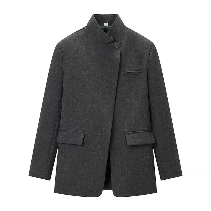 Herren nan kurzer Mantel mit Stehkragen asymmetrischer Knopfleiste und Pattentaschen Drune