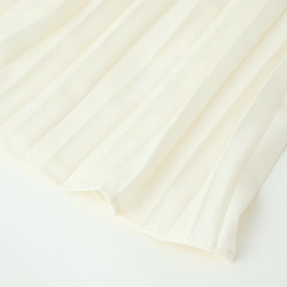 Damen plissiertes Midi-Kleid mit V-Ausschnitt Drune