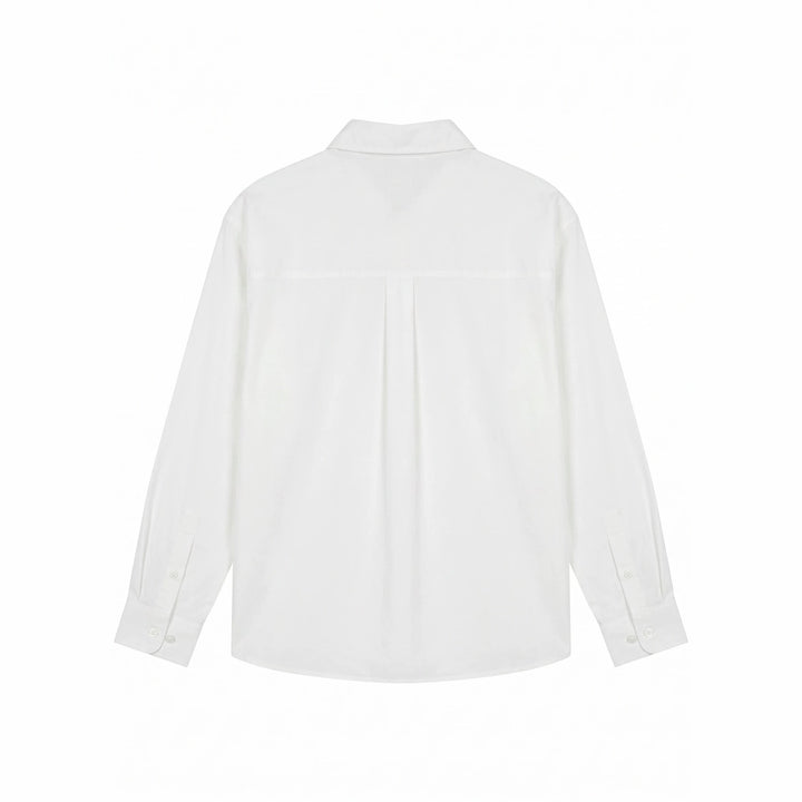 Damen Oversize-Hemdbluse mit feinen Stickapplikationen und verlängertem Saum Drune