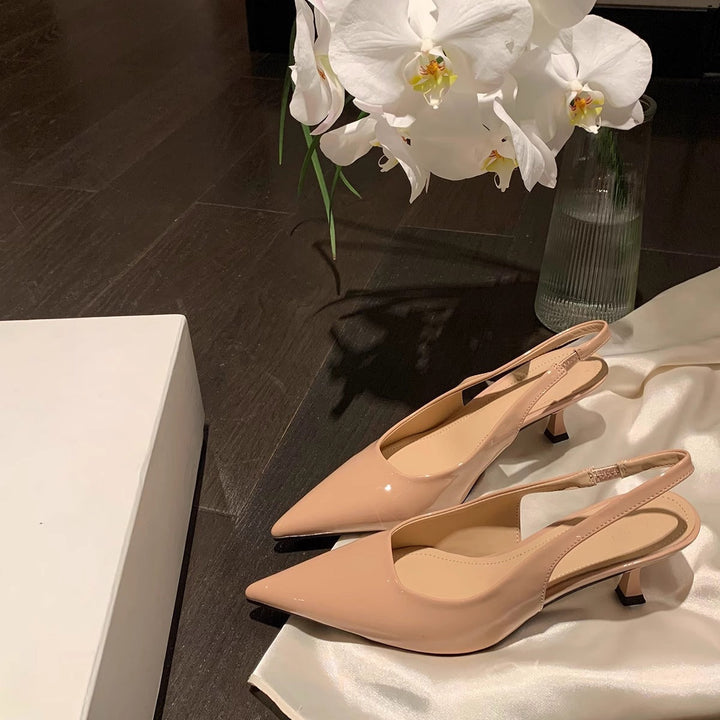 Damen Slingback Pumps mit spitzem Zehenbereich und elegantem Hochglanz Drune