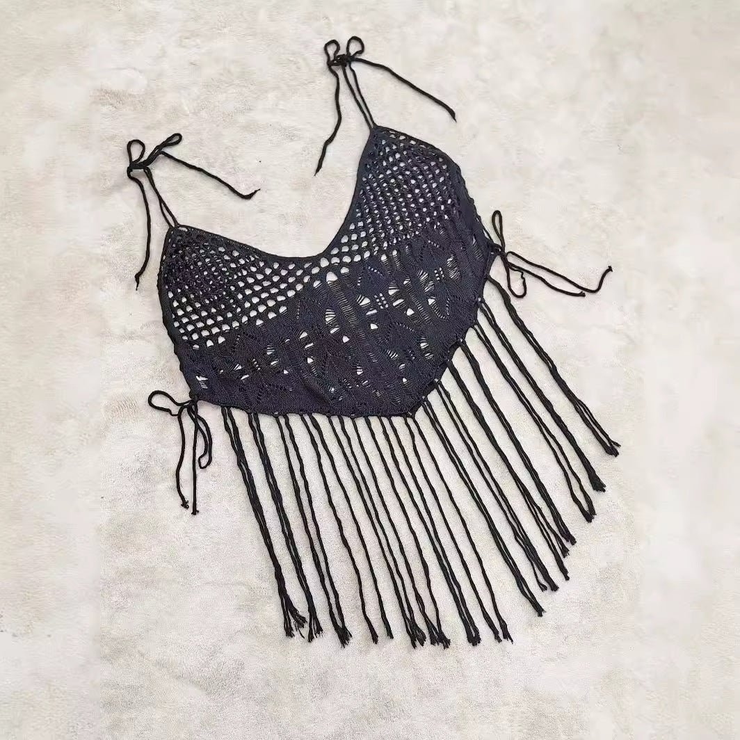 Damen Häkel-Bikinioberteil mit fransigen Details Drune
