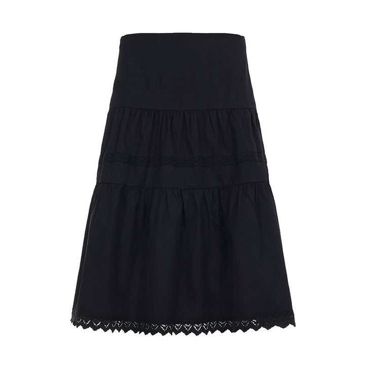 Damen eleganter gestufter Rock mit Spitzendetails Drune