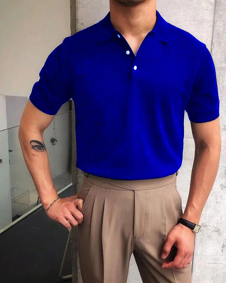 Herren nan Premium-Feinstrick-Poloshirt mit offenem Hemdkragen und dezenter Knopfleiste Drune