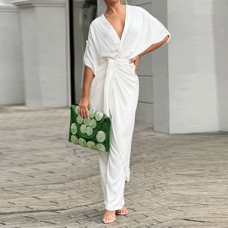 Damen Eleganter Wickel-Jumpsuit mit lässigem Design und Taillierung Drune