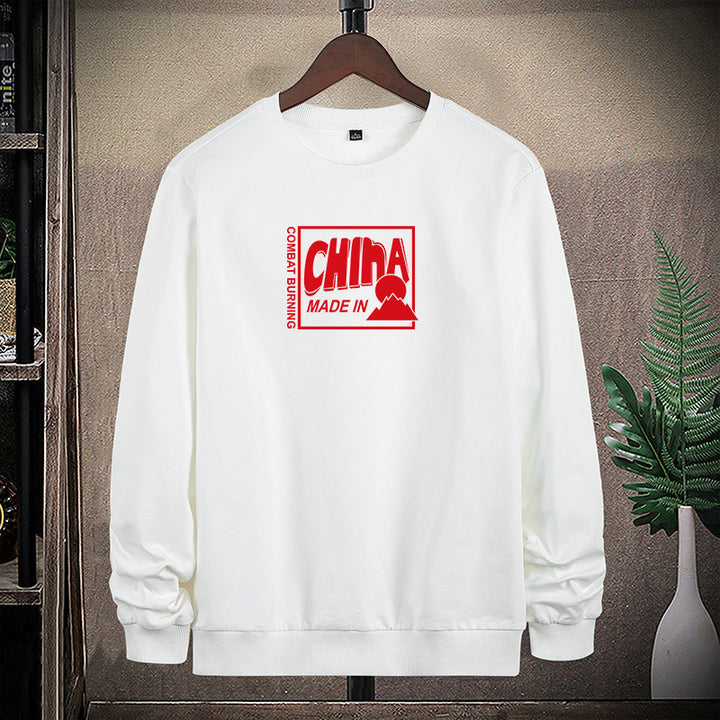 Herren Sweatshirt mit Rundhals und auffälligem Statement-Frontprint Drune