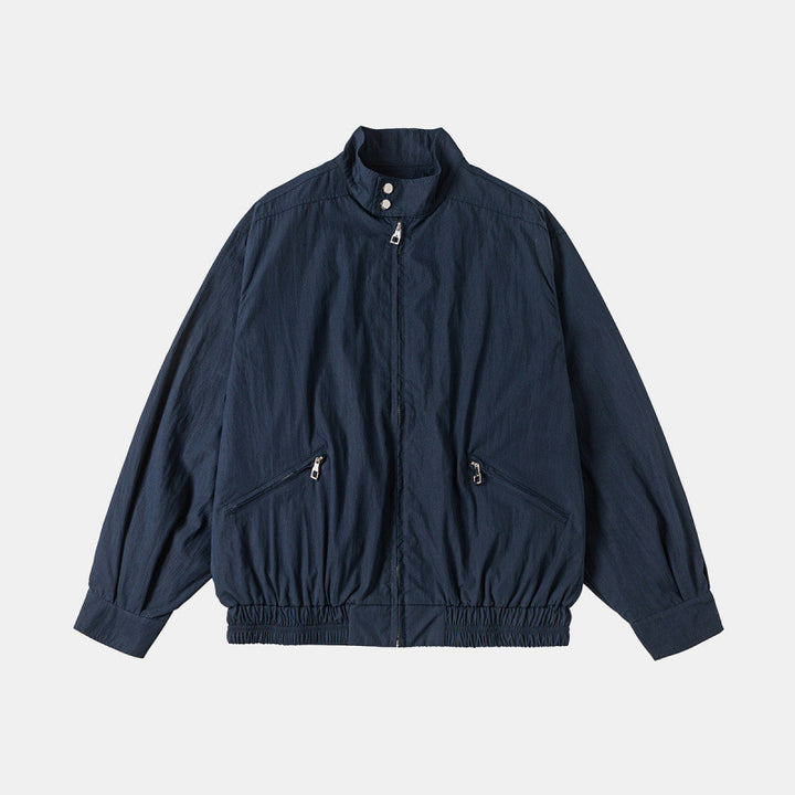 Herren Leichte Harrington-Jacke mit Stehkragen elastischem Saum und schrägen Reißverschlusstaschen Drune