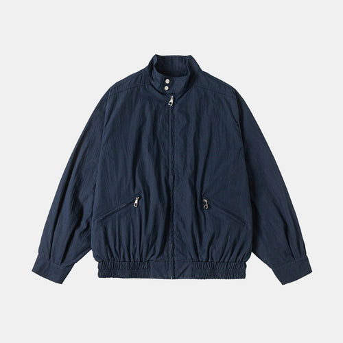 Herren Leichte Harrington-Jacke mit Stehkragen elastischem Saum und schrägen Reißverschlusstaschen Drune