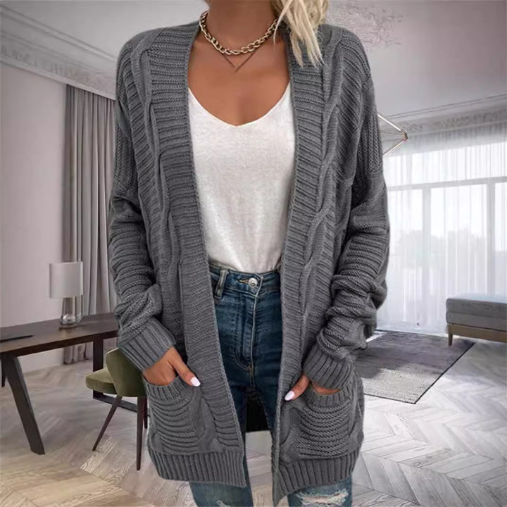 Damen Grobstrick-Cardigan mit strukturierten Ärmeln und tiefen Taschen Drune