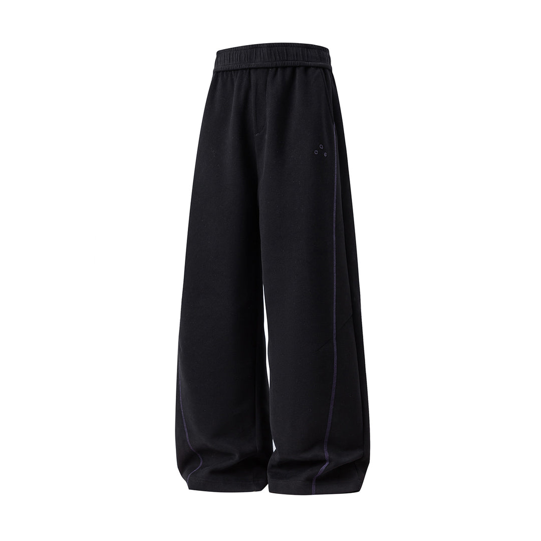 Unisex Extraweite Lounge-Hose mit rundem Elastikbund und dekorativer Kontrastnaht Drune