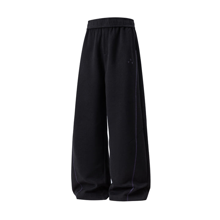 Unisex Extraweite Lounge-Hose mit rundem Elastikbund und dekorativer Kontrastnaht Drune