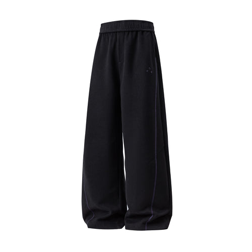 Unisex Extraweite Lounge-Hose mit rundem Elastikbund und dekorativer Kontrastnaht Drune
