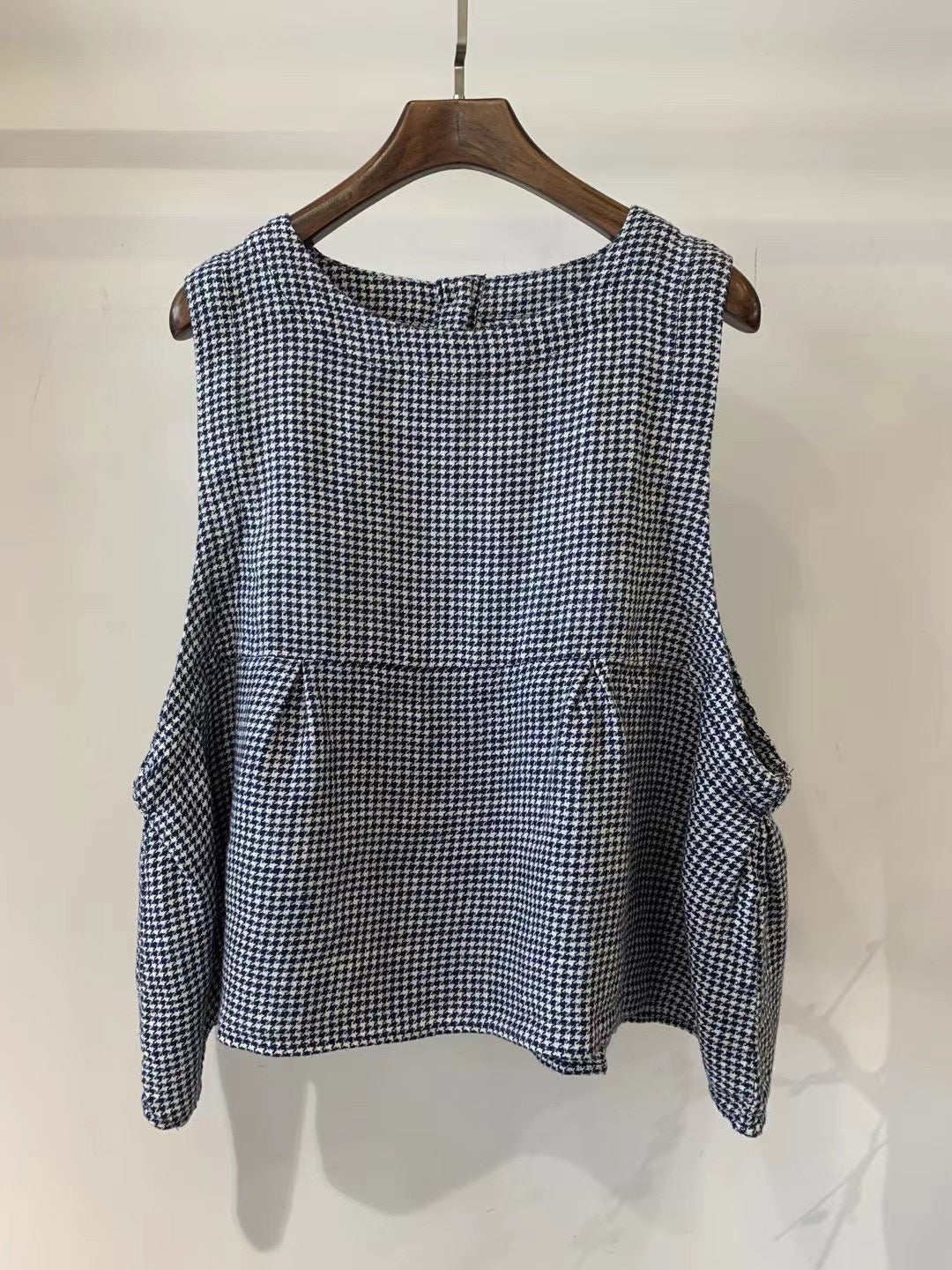 Damen Relaxed Fit Ärmelloses Leinenoberteil mit Seitentaschen Drune
